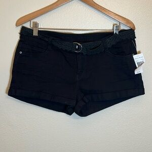 NWT Vanilla Star Black Denim Belt Shorts